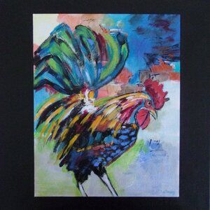 12x12 Rooster Canvas Painting – Rustic Farmhouse Country Kitchen Wall Decor